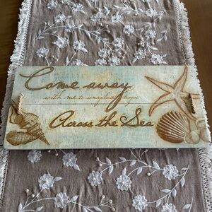 Nautical Wall Decor Sign with Starfish and Shells